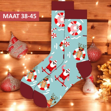 Kerstsokken met kerstfiguren voor volwassenen -  maat 38-45