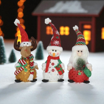 Set van 3 pluche kerstfiguren met verlichting - 41 cm