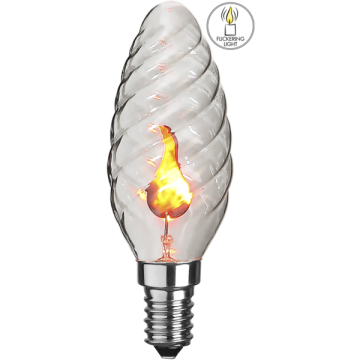 Star Trading Kaarslamp barokstijl met vlameffect - E14 - 3W - Super Warm Wit - <2200K - Helder filament 