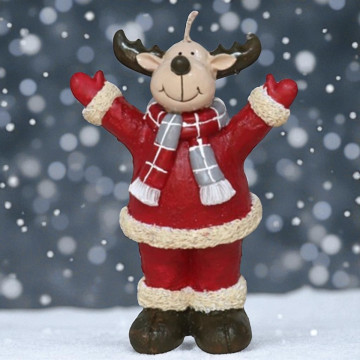 Kerst Rendier kaars van wax - 14 cm 