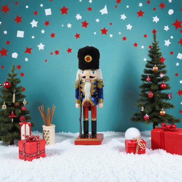 Notenkraker met Pailletten en Geweer - 25CM