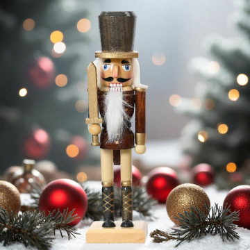 Notenkraker bruin met zwaard - 25CM