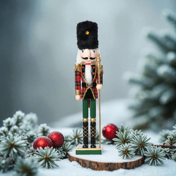 Notenkraker met bontmuts en dirigeerstok - 38 CM