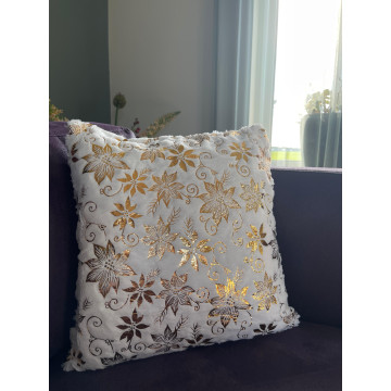 Kerst kussenhoes met gouden bloemen - 43 x 43 cm