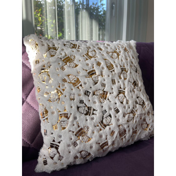 Kerst kussenhoes met gouden kerstmannen - 43 x 43 cm