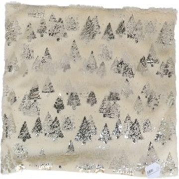 Kerst kussenhoes met zilveren kerstbomen 43 x 43 cm