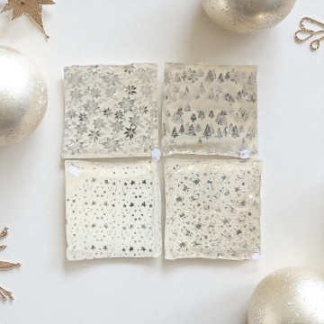 Set van 4 kerst kussenhoezen voor sierkussens Zilver 43 x 43 cm