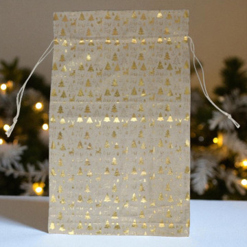 Kerst cadeauzak - Goud - 46 x 74 cm