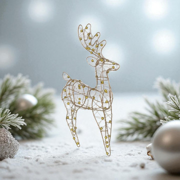Rendier 'Reno' met gouden balletjes - 38 cm