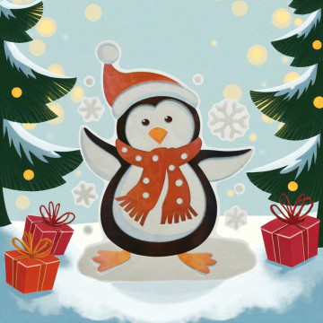 Raamdecoratie - Pinguin sticker