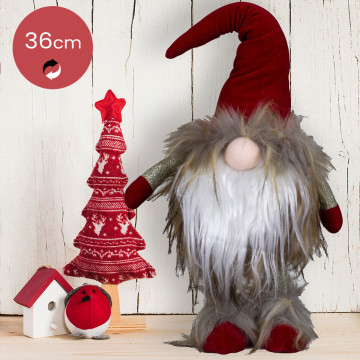 Swingend Gnoom mannetje met rode muts en lange haren- 36(50)cm