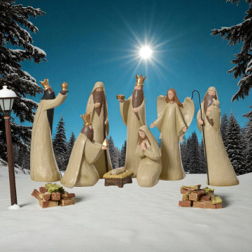 Kerstgroep beelden voor kerststal  - Beige - 20 cm