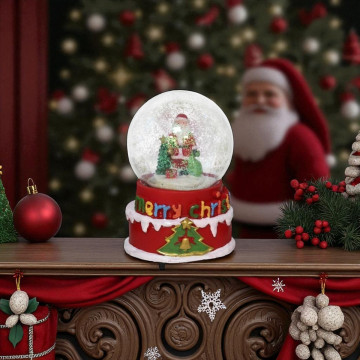 Schudbol met Kerstman met muziek 10 x 15 cm 