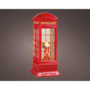 Kerst waterspinner - Telefooncel met Kerstman - 27 cm