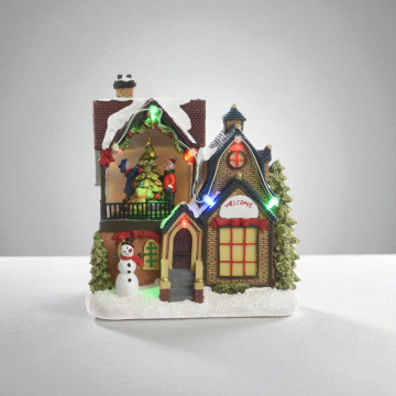 Handgeschilderd LED kersthuisje 'Welcome' - 18 cm hoog