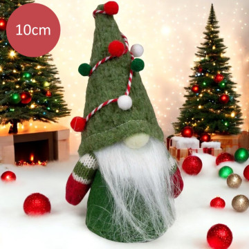 Stoffen Gnoom met kerstballetjes Groen -10(15)cm