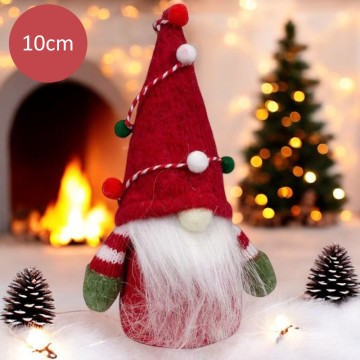 Stoffen Gnoom met kerstballetjes Rood - 10(15)cm