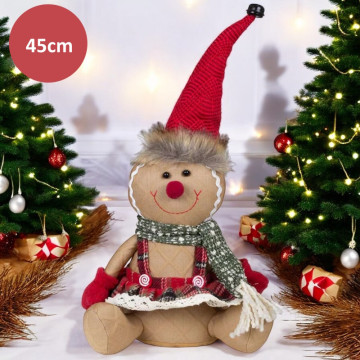 Handgemaakt Peperkoek vrouwtje met puntmuts - 45 cm