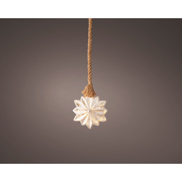 Glazen kerstbloem  - 15 LED lampjes - Zilver - 19 cm