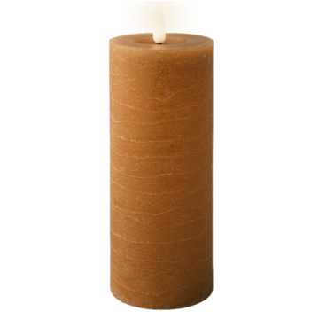 LED kaars wax bruin voor binnen 7 x 19 cm