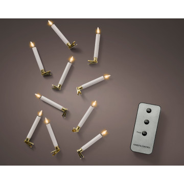 Set van 10 LED kaarsen Wit - 14 cm
