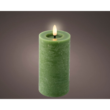 LED kaars met vlameffect groen ø7x15 cm