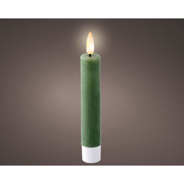 Set van 2 LED dinerkaarsen met vlameffect groen ø2,2x14,5 cm