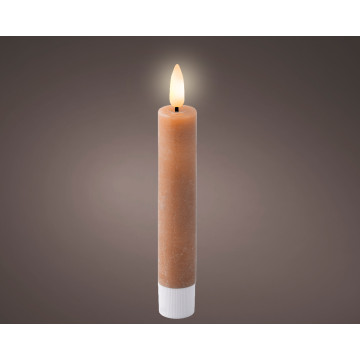 Set van 2 LED dinerkaarsen met vlameffect bruin ø2,2x14,5 cm