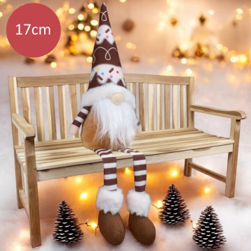 Handgemaakte zittende Gnoom  Bruin - 17(47)cm