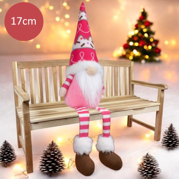 Handgemaakte zittende Gnoom Roze - 17(47)cm