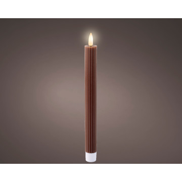 Set van 2 LED dinerkaarsen met vlameffect donkerbruin ø2,2x14,5 cm