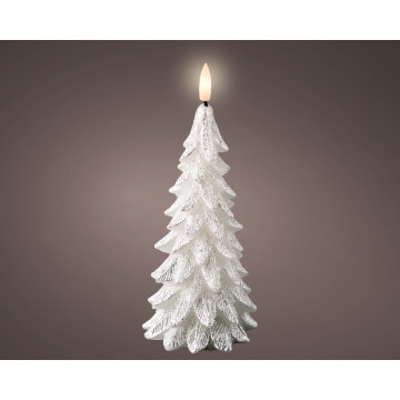 LED kaars kerstboom zilver met vlam-effect ø8x19,3 cm