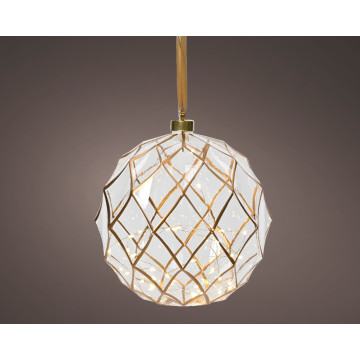 Barok Kerstbal van glas - 40 LED lampjes - 20 cm