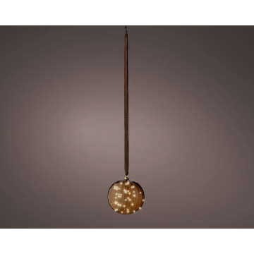 Design Kerstbal van bruin glas - 40 LED lampjes - 20 cm