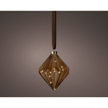 Kerst Diamant lamp - 15 LED lampjes - Bruin - 16 cm