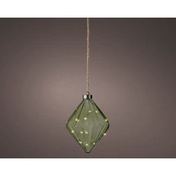 Kerst Diamant lamp - 15 LED lampjes - Groen - 16 cm