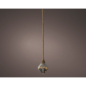 Kerst Diamant lamp - 15 LED lampjes - Grijs - 16 cm