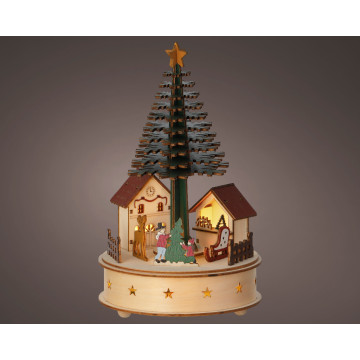 Muziekdoos met Kerstlandschap - 5LEDs - 25cm