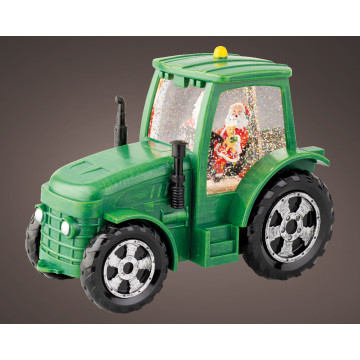 Kerst waterspinner - Tractor met muziek - 17 cm