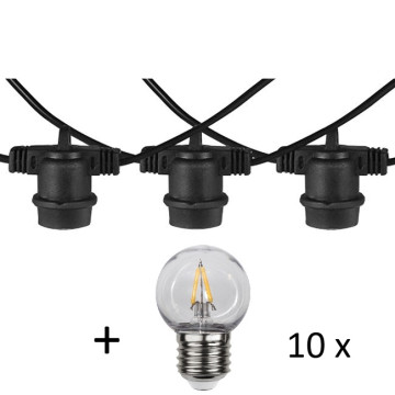 LED Prikkabelset 10M - 10 E27 lampen 1.4W 2700K