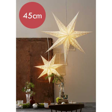 Wit hangende kerstster Lace  - 45 cm