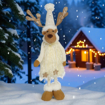 Pluche rendier met puntmuts en sterren - 40 cm 