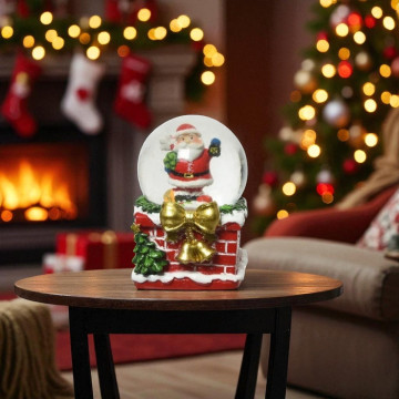 Sneeuwbal - Kerstman met gouden strik