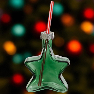 Kerst drinkglas stervormig met rietje - Groen
