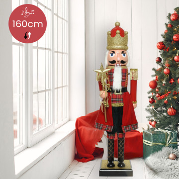 Notenkraker rood blauw met gouden dirigeerstok - 50CM