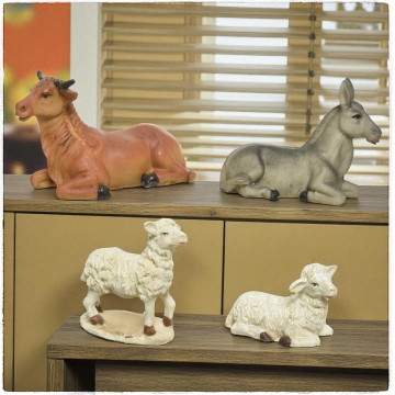 Losse dieren voor kerststal - 4 stuks- 7 cm hoog