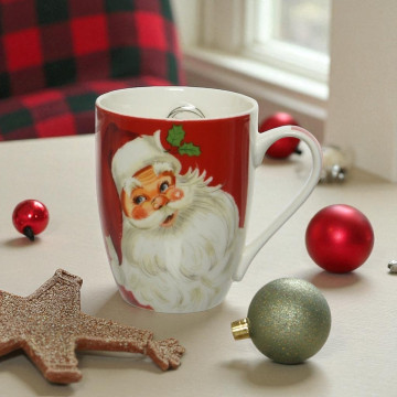 Kerstmok van porselein met kerstman