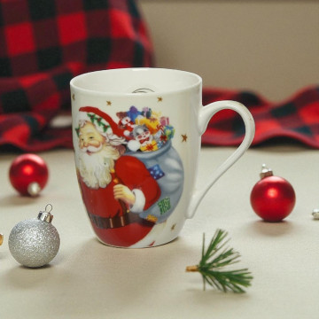 Kerstmok van porselein met kerstman