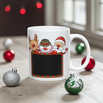 Kerst krijtmok met drie kerstfiguren