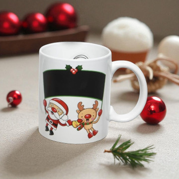 Kerst krijtmok met twee kerstfiguren